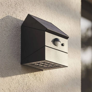 LED Wandleuchte Außen 2.5W mit PIR Bewegungssensor Twist Solar