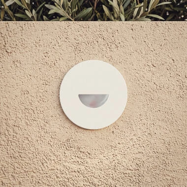 Guell 2W Round Outdoor Recessed Aluminium LED Wall Light in White