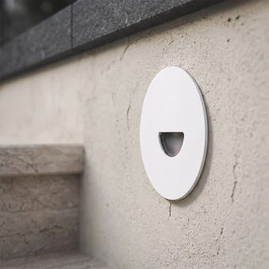 Balise Murale Extérieure LED 2W Encastrable Aluminium Ronde Blanche Guell