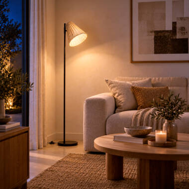 Bild von Stehlampe aus Metall und Rattan Cesto