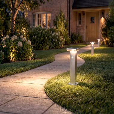 Afbeelding van Baken Outdoor Solar LED 5W 50cm Aluminium met Bewegingssensor Barton Square