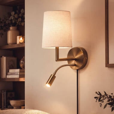 Wandlamp Metaal en Linnen met leeslamp Anji