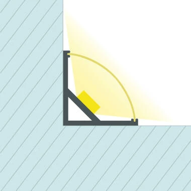 Profilé Aluminium Angle Rond avec Capot Continu pour Ruban LED jusqu'à 10 mm