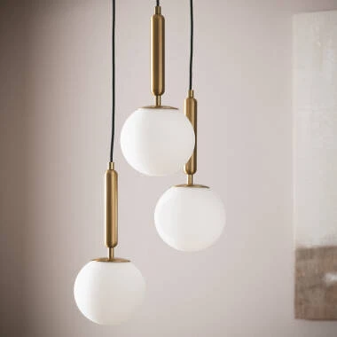 Pendelleuchte Metall und Glas Tri Oto