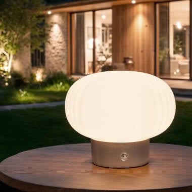 Tafellamp LED Outdoor van Metaal en Glas Draagbaar  met Oplaadbare Batterij USB Aluzna