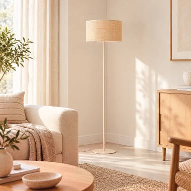 Lampadaire Rotin et Métal Savia