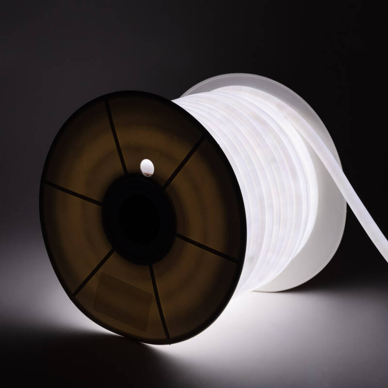Obrázek LED Pásek Neon Stmívatelný 220V ROLE 50m Studená Bílá Kruhový 360 9W/m Střih každých 100cm IP67