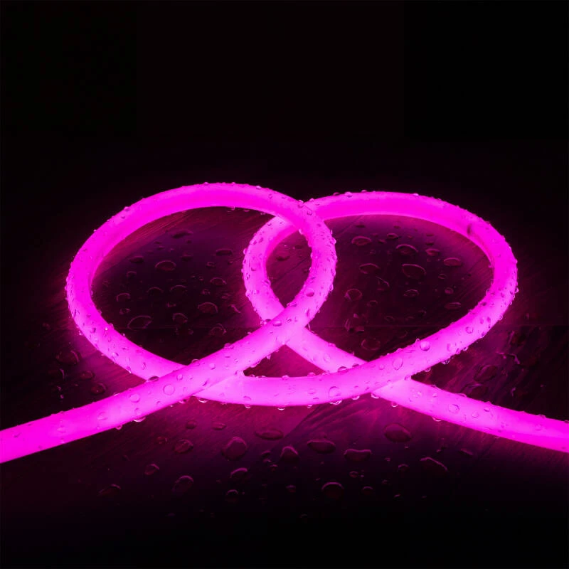 Afbeelding van Led Strip Neon Dimbaar 220V Roze Rond 360 9W/m te knippen om de 100cm IP67 Op maat