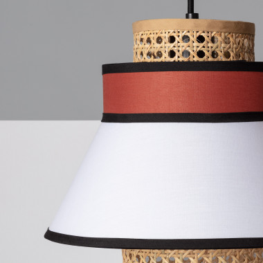 Image de Suspension Tissu et Rotin Kufila