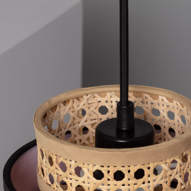 Image de Suspension Tissu et Rotin Kufila