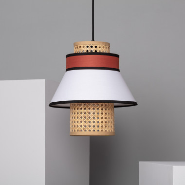 Hanglamp Stof en Rotan Kufila