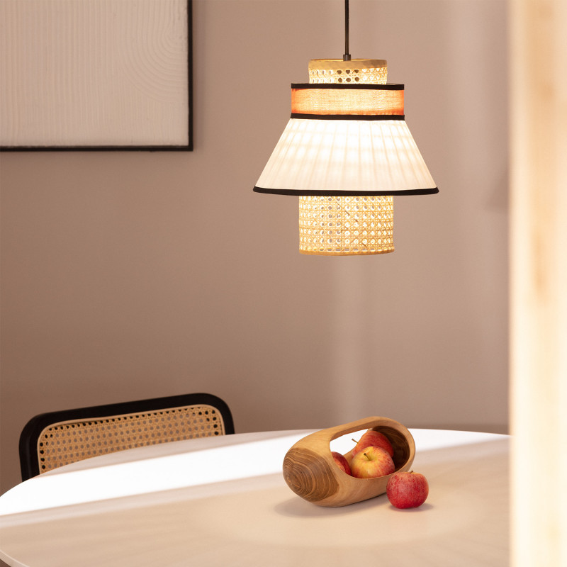 Image de Suspension Tissu et Rotin Kufila