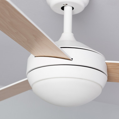 Immagine di Ventilatore LED da Soffitto per Esterni Navy Bianco Legno 107cm Motore DC