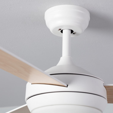 Immagine di Ventilatore LED da Soffitto per Esterni Navy Bianco Legno 107cm Motore DC