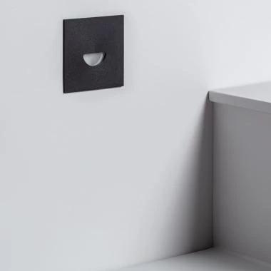 Balise Murale Extérieure LED 2W Encastrable Aluminium Carrée Noire Guell
