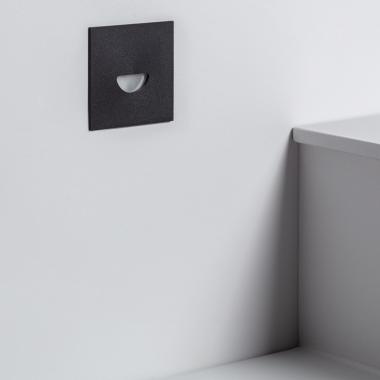 Guell 2W Square Outdoor Recessed Aluminium LED Wall Light in Black