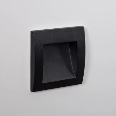 Balise Extérieure LED 4W Encastrable Aluminium Murale Carrée Noire Leif