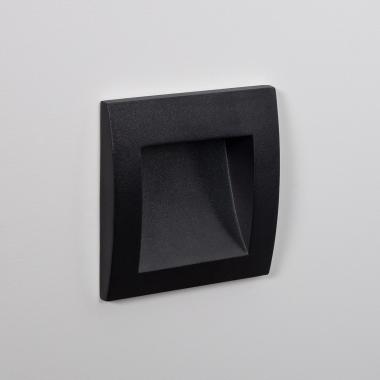 Leif 4W Square Outdoor Aluminium Recessed LED Wall Light Black
