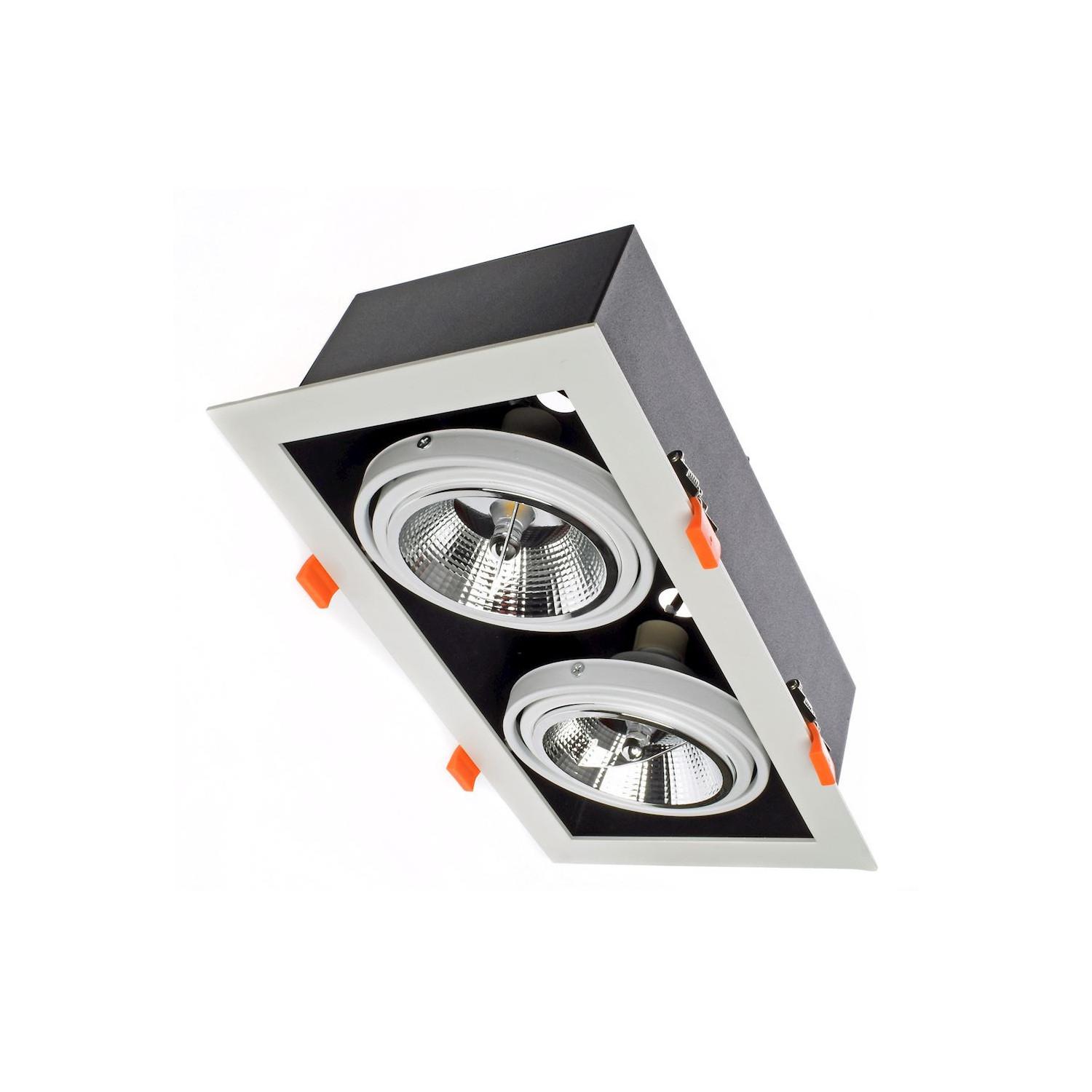 Downlight LED 24W Nastawny Kwadratowy Podwójny AR111 Cięcie 325x165 mm - widok 2