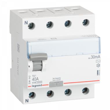 Industrial Differential Circuit Breaker 4P 30mA 25-40A 10kA Class AC LEGRAND TX³ 403004