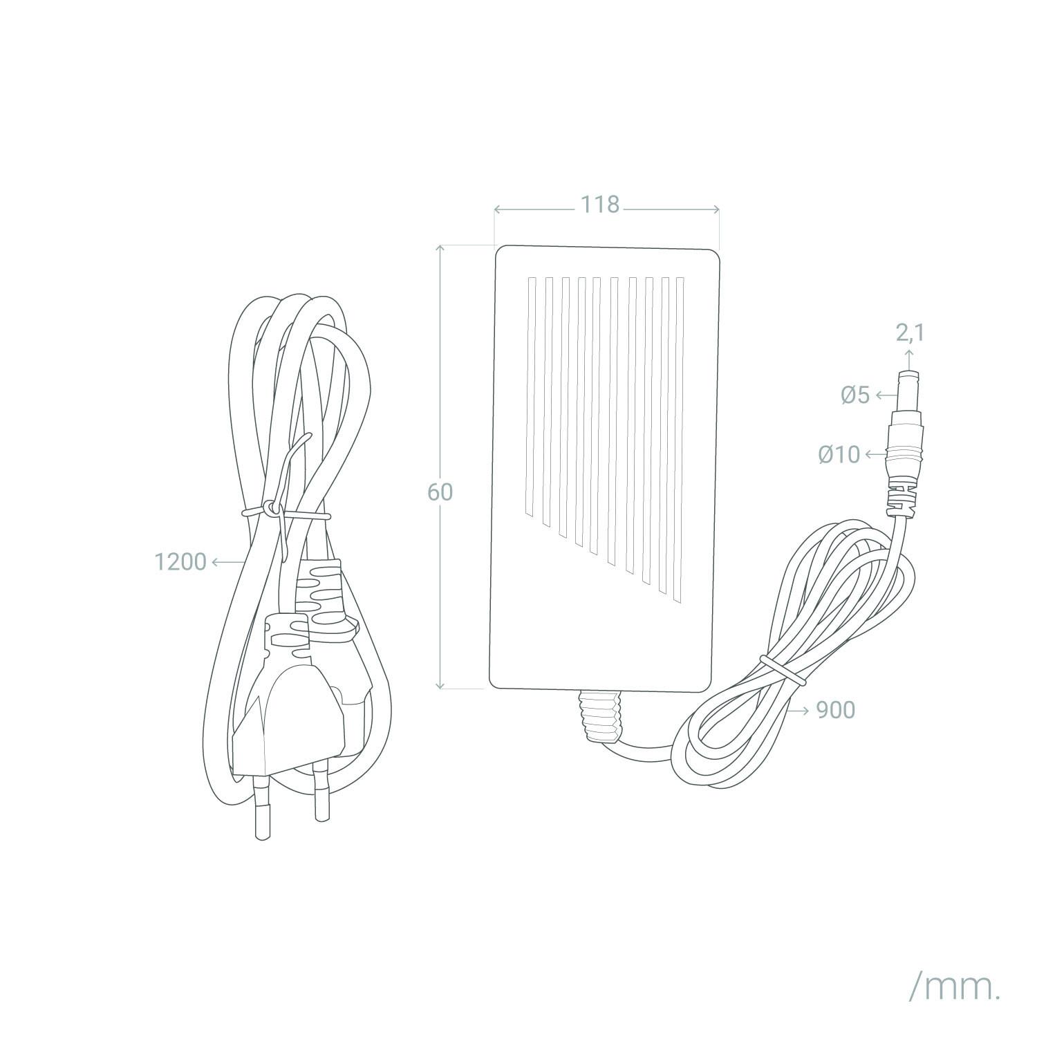 Transformator 24V DC 60W 2.5A z Wtyczką - parametry