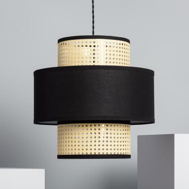 Pendelleuchte Rattan und Stoff Cordell