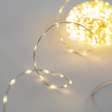 18m Warm White Outdoor LED Garland with Transparent Cable
