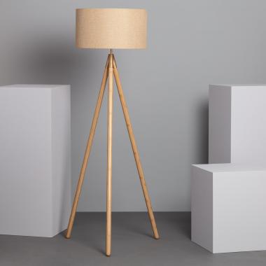 Stehlampe aus Holz und Stoff Wolby