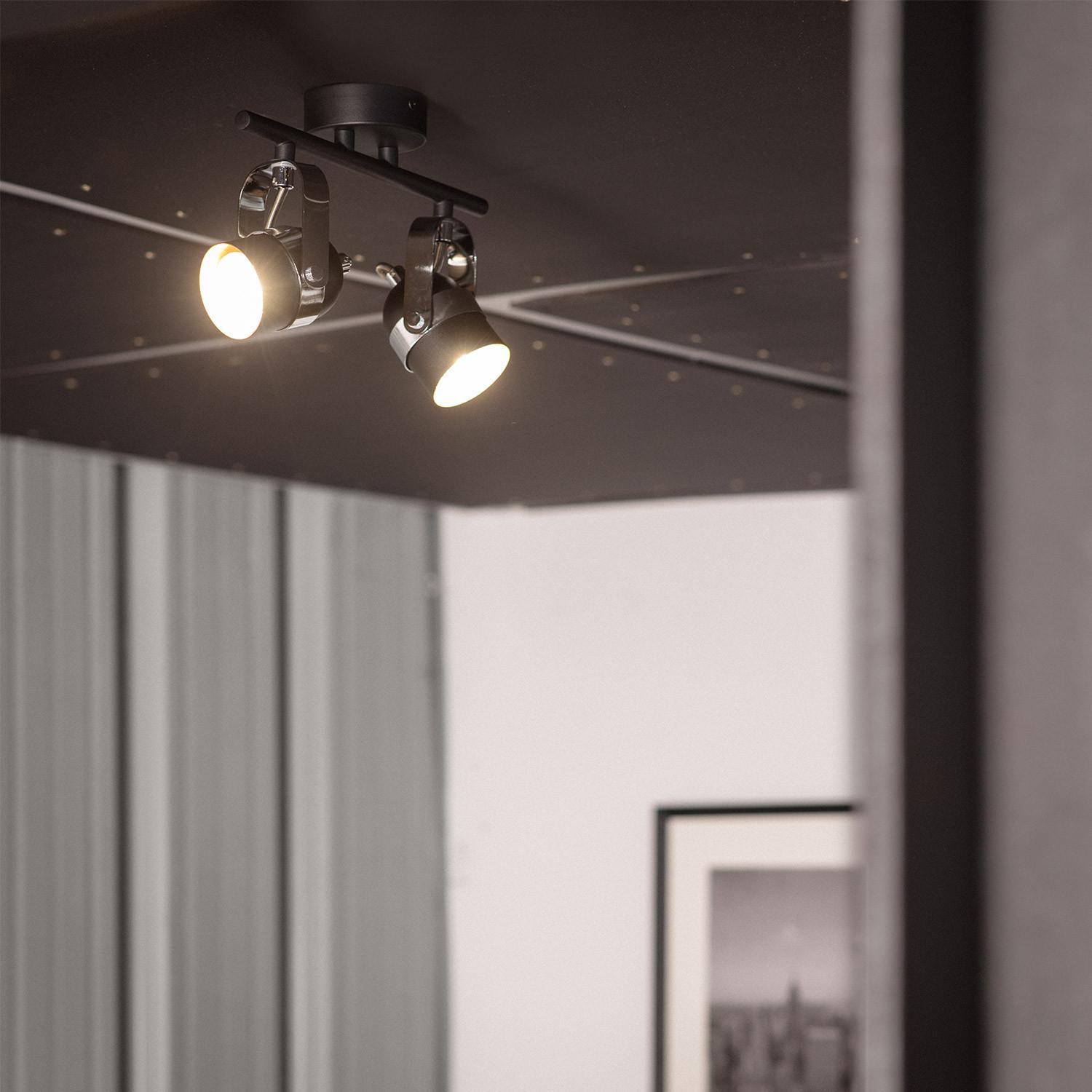 Lampa Sufitowa Nastawna Aluminiowa 2 Reflektory Czarna Sinner - widok 2