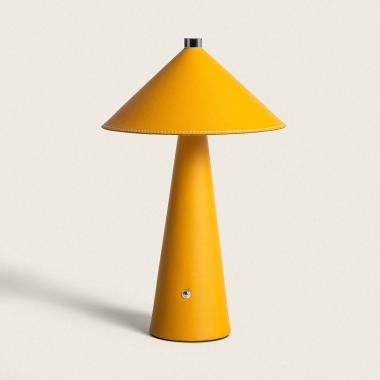 Lampada da Tavolo LED 3W Portatile Cuoio e Metallo con Batteria USB Ricaricabile Nhalma