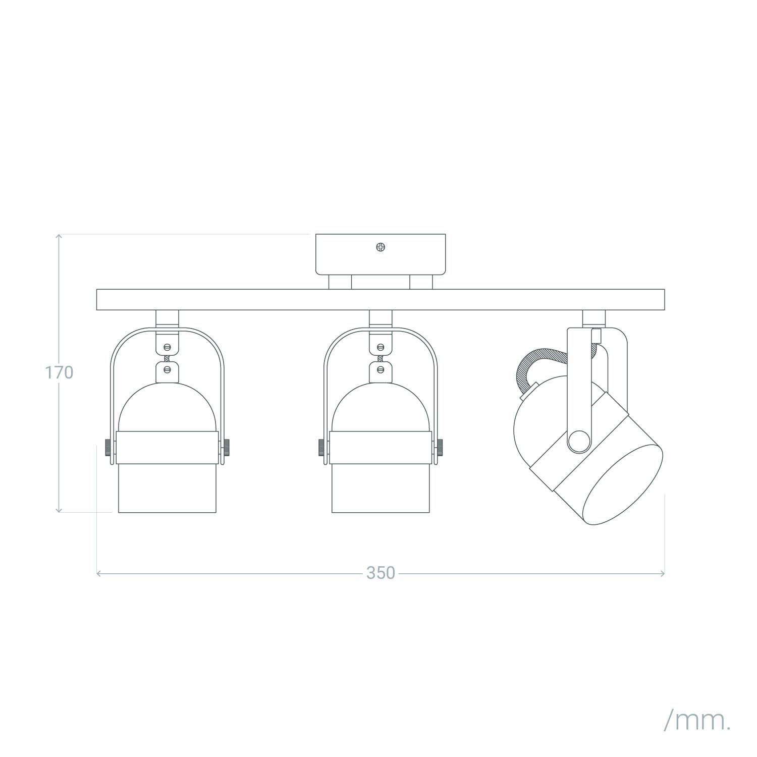 Lampa Sufitowa Nastawna Aluminiowa 3 Reflektory Czarna Sinner - widok 3