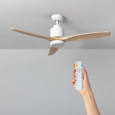 Ventilateur de Plafond Mersin Blanc Bois 132cm Moteur DC