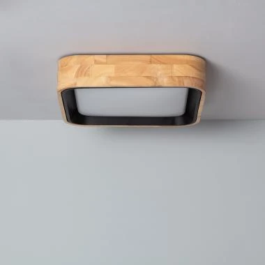 LED-Deckenleuchte 15W Eckig Holz 370x370 mm CCT Wählbar Dari