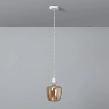 Lampa wisząca z białym plecionym kablem tekstylnym