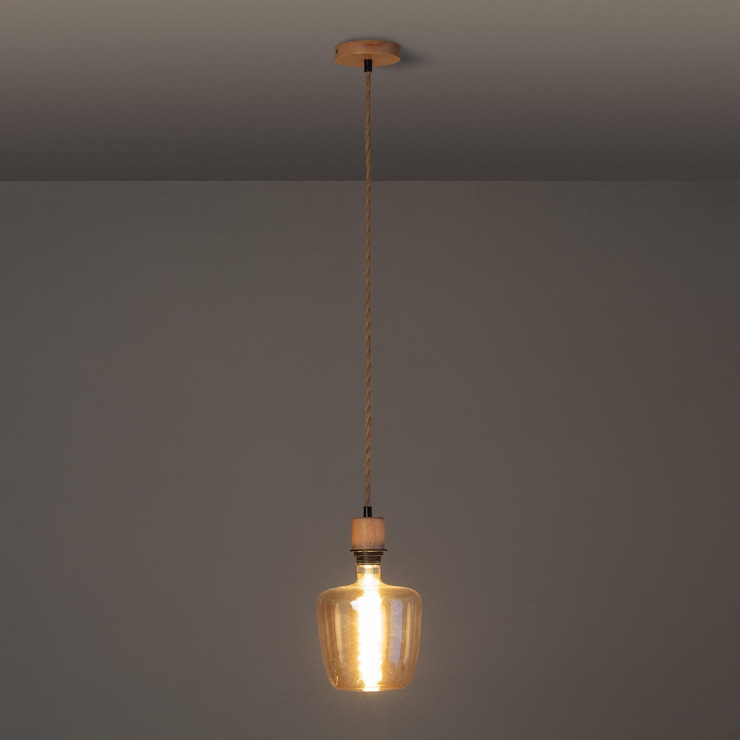 Lampa wisząca z plecionym kablem tekstylnym w kolorze naturalnym i czarnym - widok 2