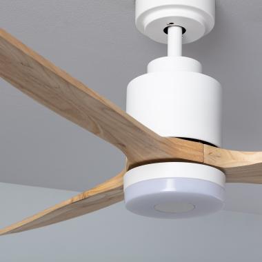 Obrázek Tichý Stropní Ventilátor Mersin 132cm Venkovní DC Motor v Bílé a Dřevěné