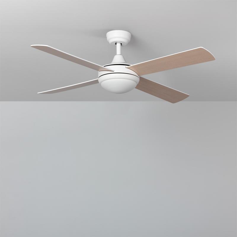 Bild von Deckenventilator Lautlos Navy Weiss Holz 132cm DC-Motor