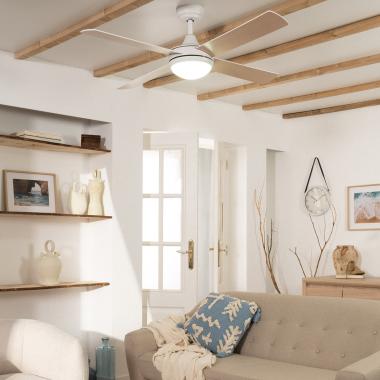 Bild von Deckenventilator Lautlos Navy Weiss Holz 132cm DC-Motor