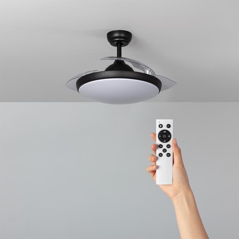 Bild von Deckenventilator Einziehbar Lautlos Kourak Schwarz 106cm DC-Motor