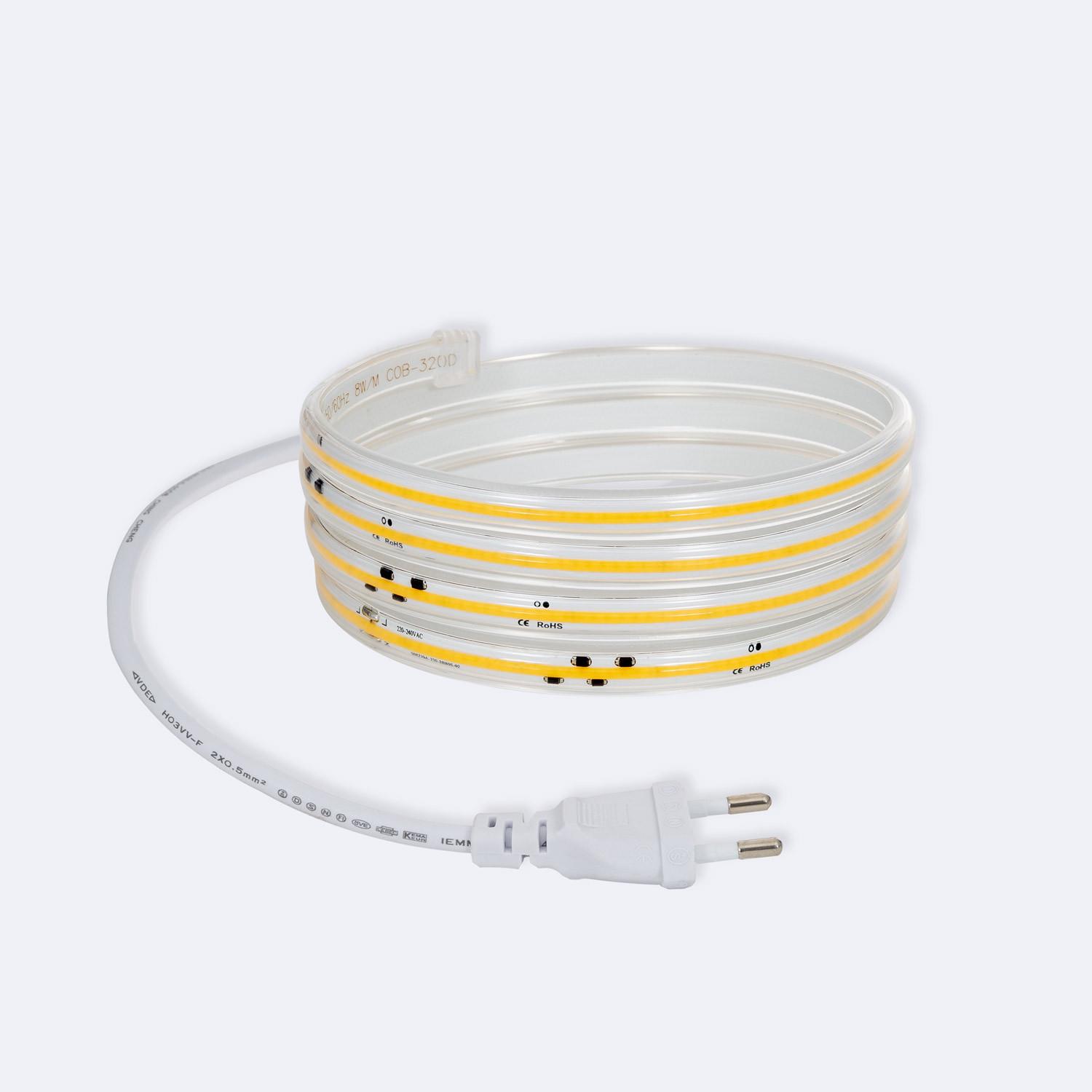 Taśma Led Ściemnialna 220V COB Samoregulująca 320 LED/m 8W/m 720 lm/m Szerokość 12mm Cięcie 50cm IP65 CRI90 Na wymiar - widok 2