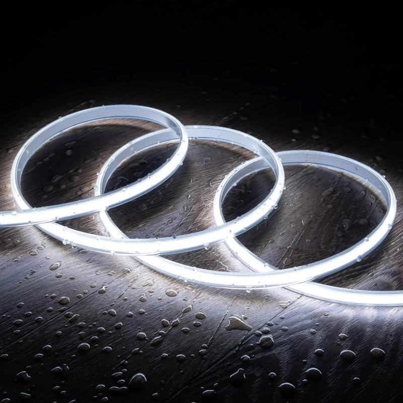 Image de Ruban LED Dimmable 220V COB Auto-redressement 320 LED/m 720 lm/m Largeur 12 mm IP65 coupe 50 cm sur mesure
