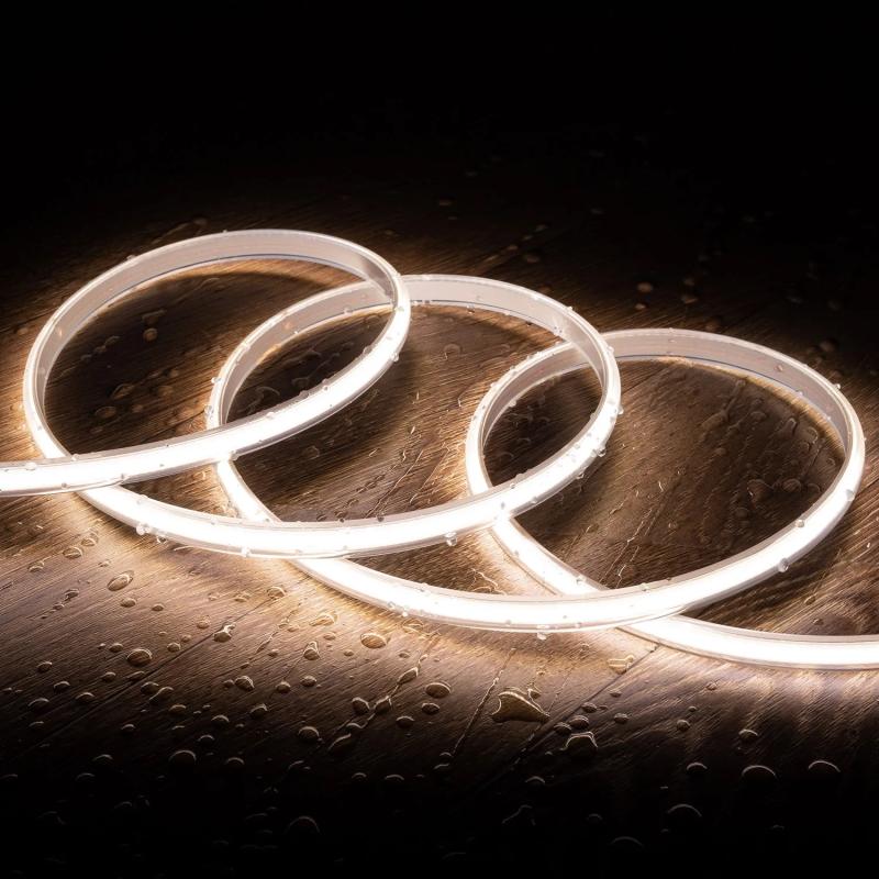 Immagine di Striscia LED Regolabile 220V COB Senza Raddrizzatore 320 LED/m 720 lm/m Larghezza 12 mm IP65 Taglio ogni 50 cm su misura