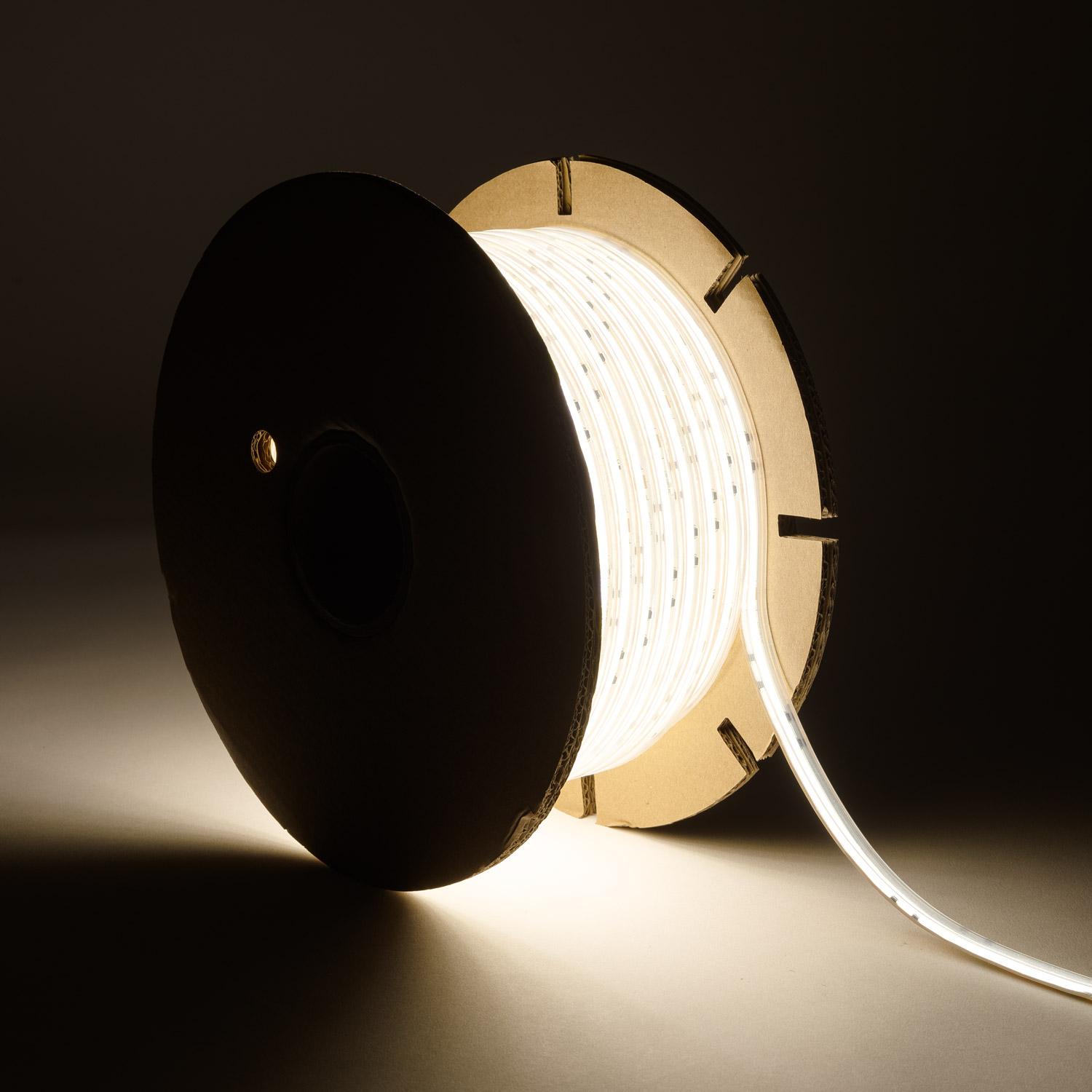 Taśma Led Ściemnialna 220V COB Samoregulująca 320 LED/m ROLKA 50m 8W/m 720 lm/m Szerokość 12mm Cięcie 50cm IP65 CRI90