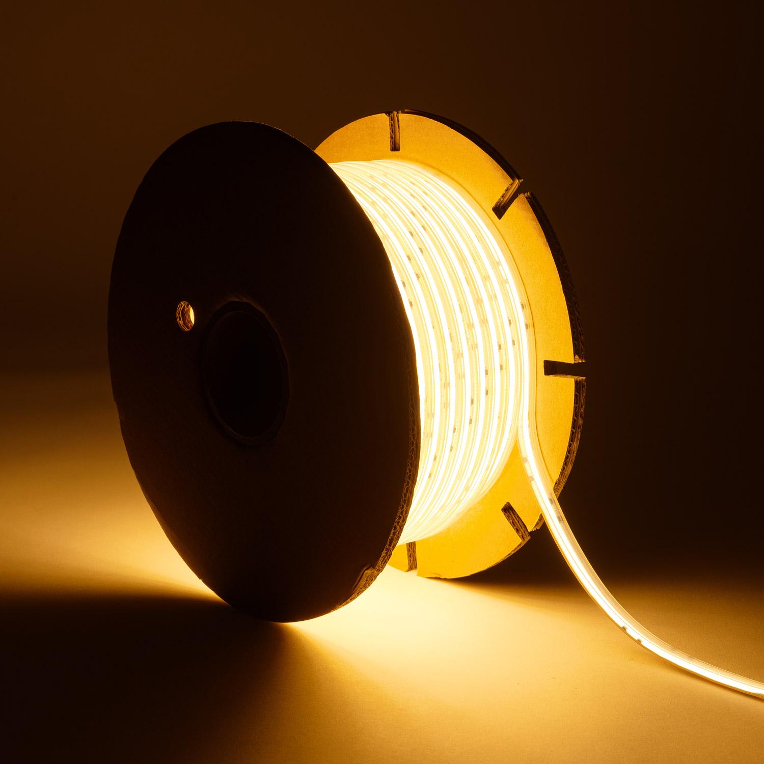 Taśma Led Ściemnialna 220V COB Samoregulująca 320 LED/m ROLKA 50m 8W/m 720 lm/m Szerokość 12mm Cięcie 50cm IP65 CRI90