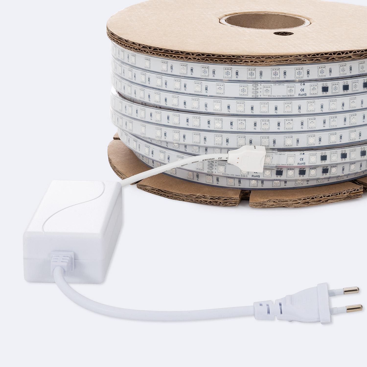 Taśma Led RGB 220V SMD 60 LED/m ROLKA 50m 15W/m SILICONE FLEX Szerokość 12mm Cięcie 100cm IP67 - widok 3