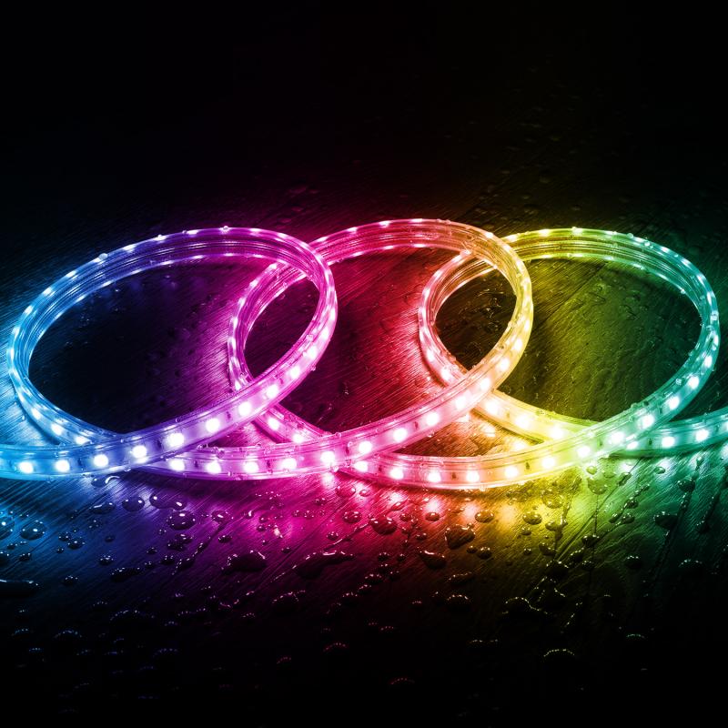 Image de Ruban LED RGB 220V SMD5050 60LED/m IP65 Largeur 15mm Coupe 100cm Image de Ruban LED RGB 220V SMD5050 60LED/m IP65 Largeur 15mm Coupe 100cm