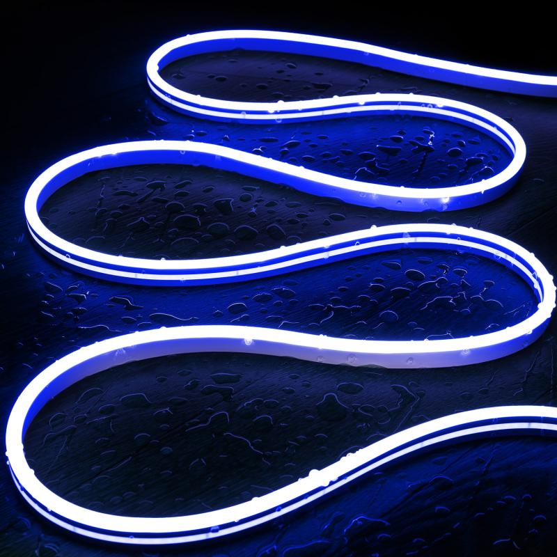 Image de Gaine Néon LED 48V DC 120 LED/m Bleu IP65 sur Mesure Coupe tous les 5 cm