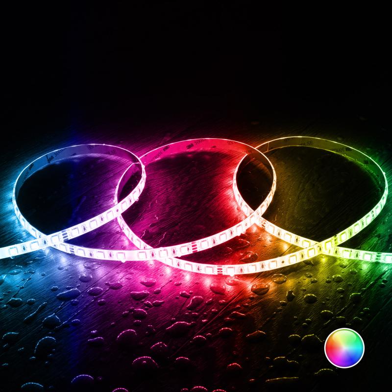 Afbeelding van Led Strip 24V RGB SMD 60 LED/m 5m 10W/m Breedte 10mm te knippen om de 10cm IP65