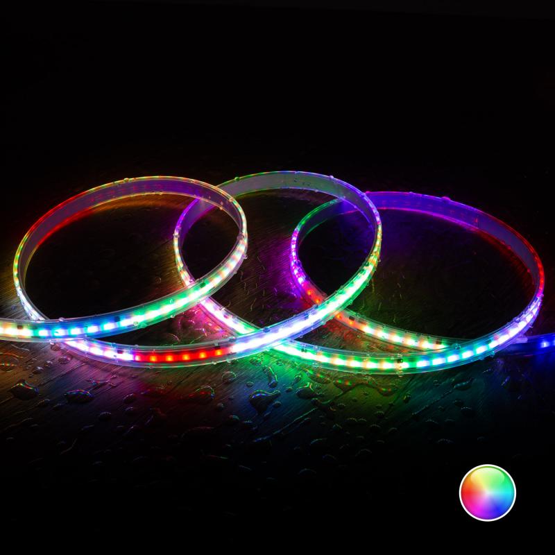 Image de Ruban LED RGBIC Digital SPI 24V DC COB Silicone FLEX 360 LED/m 5m IP65 Largeur 12mm Coupe tous les 5 cm