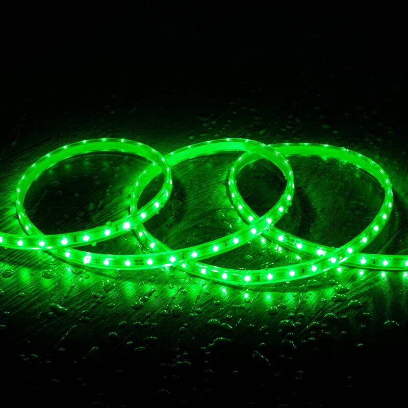 Image de Ruban LED 220V SMD2835 60LED/m Vert IP65 Largeur 12mm Coupe tous les 100cm 